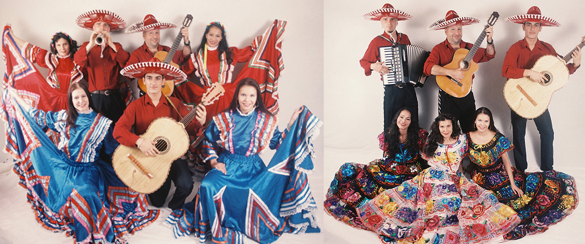 Mexicaanse danseressen in verschillende kleding